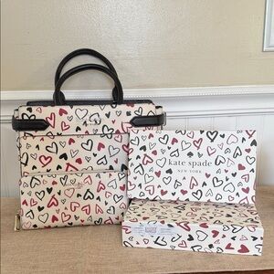 Kate Spade combo. Scribbled heart Staci bag and wallet. NWOT and NIB